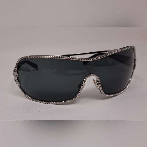 PRADA Women's Rimless shield sunglasses black silver Mono Rope Y2K SPR 1BC-1A1 - Picture 5 of 15